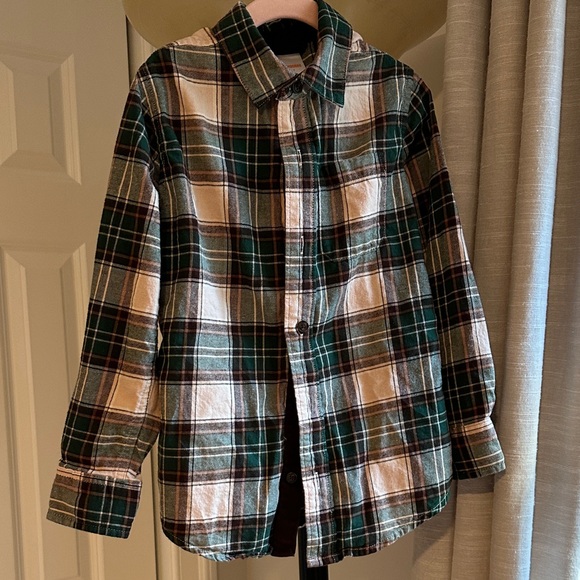 Gymboree Green and White Plaid Boy’s Shirt - Picture 3 of 4